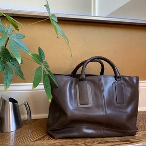 Used Bottega Beneta Brown Tote Bag Leather